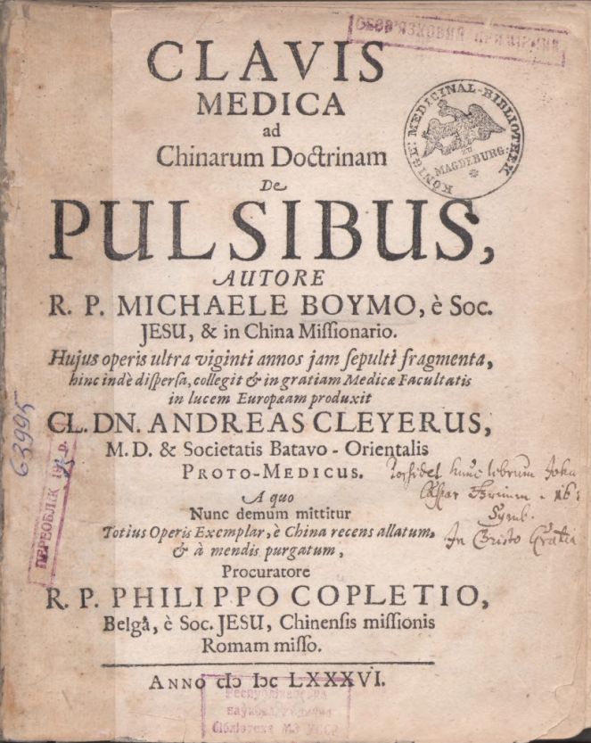 Clavis Medica ad Chinarum Doctrinam de Pulsibus Clavis Medica ad Chinarum Doctrinam de Pulsibus